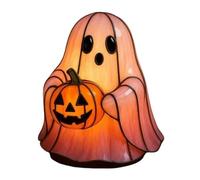 Halloween Lamp, Cute Ghost Reading Light, Resin Decorative Desk Ornament, 1.97x1.97x5.12 Inches with Warm Glow, Spooky Holiday Lighting for Tables, Shelves, and Book Lovers at Home