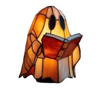 Halloween Lamp, Cute Ghost Reading Light, Resin Decorative Desk Ornament, 1.97x1.97x5.12 Inches with Warm Glow, Spooky Holiday Lighting for Tables, Shelves, and Book Lovers at Home