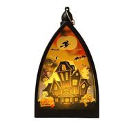 Halloween Lamp, Spooky LED Lantern, Tabletop Centerpiece Decor, Flickering Light Effect, Compact and Portable Design for Indoor, Outdoor, Desk, Fireplace, Party, Garden, Porch Use