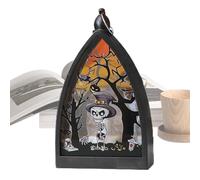 Halloween Lanterns Indoor, Led Vintage Lantern, 3.7x1.97x6.38in Ambient Lighting, Table Centerpieces, Pumpkin Skeleton Lamp for Indoor & Outdoor Use, Party Decor, Porch, Desk Decoration, Living Room