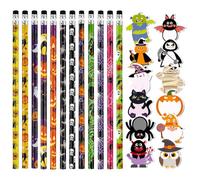 Halloween Lápiz Conjunto Con 12 X Halloween para Niños Lápices con Gomas Borrar,12 X Notas adhesivas de Halloween,Para Halloween Favores Tarea Recompensa Regalo