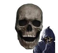 Halloween Latex Full Face Cover, Skeleton Masque Headgear with Movable Jaw