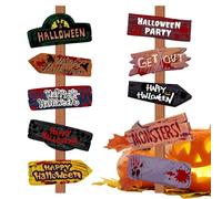 Halloween Lawn Decorations - 10 Scary Direction Signs Set, Horror Props For Haunted Party | Spooky Garden Photobooth Cemetery Yard Carnival House Courtyard Decor Festival Creepy Event Decor