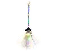 Halloween LED Witch Broom - Lighted Broomstick Prop for Theme Parties