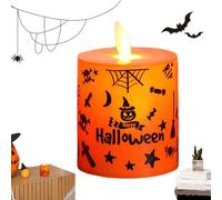 Halloween Light Up Candle - Pilar LED De Llama Parpadeante, Acento De Velas De Cera Electrónica | Graffiti Patrón De Vela Luz De Vela, Timer Safe Home Partes Accessory Para Ambiente Espeluznante De In