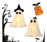 Halloween Light-Up Ghosts Decorations with Witch Hats, Table Decor (Mix)