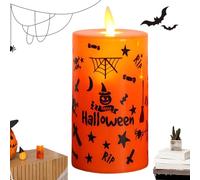 Halloween Light Up Vela - Luz LED De Aterrizaje De Vela, Pilar De Cera De Decoración De Graffiti | Efecto Parpadeador Portátil Que Funciona Con Baterías, Acento De Fiestas Interiores, Decoración Elect