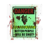 Halloween Lighted Warning Signs | Danger Bitten People Will Be Drawn Beware Sign - Beware Signs Halloween Decorations Haunted House And Horror for Dec