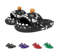 Halloween Luminous Shark Slippers, Christmas Shark Slides, toboganes de tiburón espeluznantes que brillan en la oscuridad para hombres y mujeres (42-43EU, Negro)