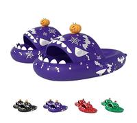 Halloween Luminous Shark Slippers, Christmas Shark Slides, toboganes de tiburón espeluznantes que brillan en la oscuridad para hombres y mujeres (42-43EU, Púrpura)