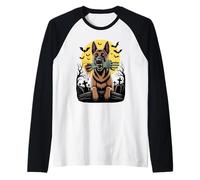 Halloween Luna Belgian Malinois Mally Perro Pastor Belga Camiseta Manga Raglan