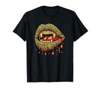 Halloween Mandala Art Labios Vampiro Colmillos Camiseta