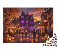 Halloween Mansion Puzzle for Adultos 1000Piezas Reciclable Jack-o'-Lantern Puzzles Interesting Juego Familiar Accesorios Divertido Regalo for Saludos de Vacaciones Gift 38x26cm/1000pcs