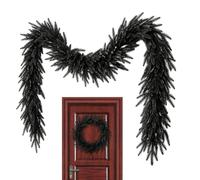 Halloween Mantel Garland 5.9ft Black Artificial Realistic Wreath