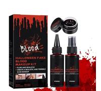 Halloween Maquillaje Kit, Sangre Falsa Maquillaje Halloween 50 ml, Halloween Make Up Set, Sangre Falsa de Spray, Sangre Falsa Salpicadura, Realista, Lavable, Segura, para Cosplay, Cine, Bromas