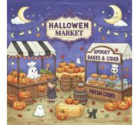 Halloween Market Coloring Book for Teens, and Adults: Spooky Shops and Cute Autumn Festival Designs with Pumpkins, Witches, Ghosts, Candy, and Haunted Market Scenes for Relaxation and Stress Relief