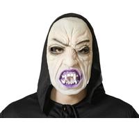 HALLOWEEN Máscara con Capucha y Labios Morados de Vinilo para Adulto - Disfraz Halloween, Fiestas y Teatro