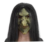Halloween Mask Wicked Witch Mask STRING LATEX Oldx con cabello negro aterrador con agujeros de ventilación Una talla, la mayoría de las máscaras aterradoras para adultos Halloween Cosplay |