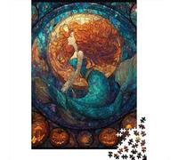 Halloween Mermaid Stained Glass Puzzle Imposible,desafío para Adultos Entretenimiento Creativo 1000 Piezas Obra De Arte De Juego De para Adultos Y Niños A Partir De 12 Años 70x50cm/1000pcs