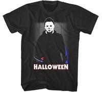 Halloween Michael Myers in The House Men's T Tshirts Camisetas y Tops Horror Movie Killer Knife(Large)