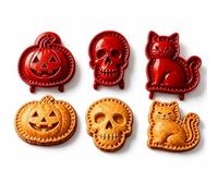 Halloween Mini Pie Moulds for Baking, Reusable Hand Pie Maker Mould Kit with Ghost Pumpkin Skull Bat Cat Shapes,Embossed Biscuit Cookie Cutters for Halloween Desserts (3pcs*f)