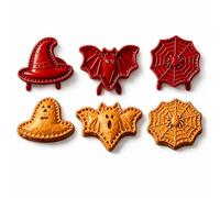 Halloween Mini Pie Moulds for Baking, Reusable Hand Pie Maker Mould Kit with Ghost Pumpkin Skull Bat Cat Shapes,Embossed Biscuit Cookie Cutters for Halloween Desserts (3pcs*e)