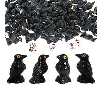 Halloween Miniature Crows - Miniature Crow Figurines - Mini Resin Crows | Halloween Resin Crow Figure Ornament | 50 Pieces Escape Room Realistic Scene Props Decoration For Porch & Haunted House