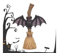 Halloween Miniature - Resin, 6,3 x 1,89 in Broom Bat Design Halloween Decorations Festive Tabletop Statue | Indoor-Outdoor Centerpiece Creative Spooky Decor, Halloween Ornament For Fireplace, Entryway