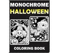 Halloween Monochrome Coloring Book: 50 Spooky One-Color Illustrations for Adults | Gothic Halloween Scenes for Stress Relief and Relaxation