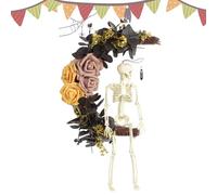 Halloween Moon Cat Wreath - Decoración De Otoño Corona Creativa De La Puerta De Entrada | 13.7x25cm Decoraciones De Halloween De Miedo Coronas De Puerta De Entrada Para La Pared De Fiesta En Casa Al A