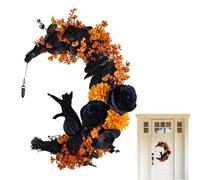 Halloween Moon Cat Wreath - Halloween Moon Cat Garland | Corona luminosa de Halloween para la fiesta en el hogar Pared interior exterior, decoraciones de puerta de halloween