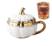 Halloween Mug - Pumpkin Shaped Mug With Lid, Pumpkin Latte Mugs, Cute Ceramic Cup, Pumpkins Halloween Mugs, Gothic Halloweens Mugg | Coffee Mugg Fall Autumn Soup Bowl For Home Drinking