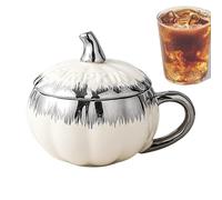 Halloween Mug - Pumpkin Shaped Mug With Lid, Pumpkin Latte Mugs, Cute Ceramic Cup, Pumpkins Halloween Mugs, Gothic Halloweens Mugg | Coffee Mugg Fall Autumn Soup Bowl For Home Drinking