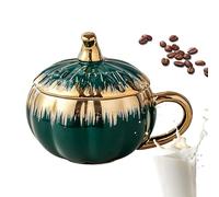 Halloween Mug - Pumpkin Shaped Mug With Lid, Pumpkin Latte Mugs, Cute Ceramic Cup, Pumpkins Halloween Mugs, Gothic Halloweens Mugg | Coffee Mugg Fall Autumn Soup Bowl For Home Drinking