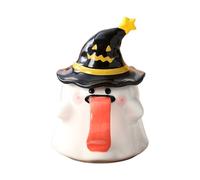 Halloween Mugs, Ceramic Cups, 3.46x2.76 Inches Ghost Drinkware, 450ml Tea Lid Design, Fun Shaped Beverage Holder, Ideal for Kids Students Teachers Coffee Milk Juice Wine Home Living Room