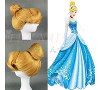 Halloween Mujeres Cenicienta Princesa Cosplay Peluca Rubia Juego de rol clásico Updo estilo trajes de cabello