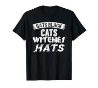 Halloween Murciélagos Negro Gatos Brujas Sombreros Grá Camiseta