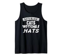Halloween Murciélagos Negro Gatos Brujas Sombreros Grá Camiseta sin Mangas