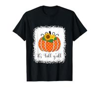 Halloween Naranja Calabaza búfalo Cuadros It's Fall Y'all Mujeres Camiseta gráfica económica