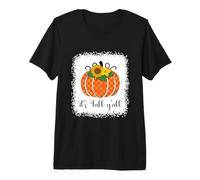 Halloween Naranja Calabaza búfalo Cuadros It's Fall Y'all Mujeres Camiseta Premium