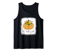 Halloween Naranja Calabaza Buffalo Plaid It's Fall Y'all Mujer Camiseta sin Mangas