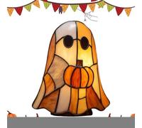 Halloween Night Light, Pumpkin Ghost Lamp, 1.97x1.97x5.12in Festive Desk Ornament, Soft Glow Ambiance, Spooky Halloween Lighting for Book Lovers & Readers, Holiday, Window Displays, Shelves, Tables