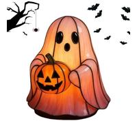 Halloween Night Light, Pumpkin Ghost Lamp, 1.97x1.97x5.12in Festive Desk Ornament, Soft Glow Ambiance, Spooky Halloween Lighting for Book Lovers & Readers, Holiday, Window Displays, Shelves, Tables