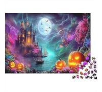 Halloween Night Puzzles para Personas Mayores 1000 Pieza Reciclable Spooky Scene Puzzles Puzzle Game Props Difícil y Desafiante Actividad 52x38cm/1000pcs