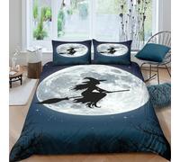 Halloween night scene Funda Edredon de poliéster Juego de 3 Piezas Diseño 3D con Cremallera Halloween nocturno escena Funda de Edredón incluye Funda de Almohada for Adultos Super king（260x220cm）