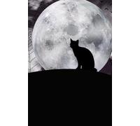 Halloween Notebook: Lined Journal For Back to School, Office, Work With Spooky Moon & Black Cat Design
