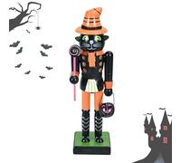 Halloween Nutcracker Statue | Desktop Pumpkin Witch Nutcracker Statue | Goody Bag Fillers Spooky Decor Figurine for Home Display Window Shelf Party Fireplace