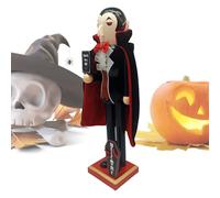Halloween Nutcrackers Figures - Wooden Vampire Skeleton Collectibles, Festive Gothic Figura Decoration, Decorative Seasonal Ornament Accent, Spooky Character Display | For Shelf Fireplace Tabletop C