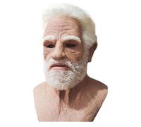 Halloween Old Man Face Cover - Máscara de látex realista, tocado de traje vintage | Estilo de casco completo con función ajustable, disfraz de cosplay aterrador para Carnival Theatre Haunted House