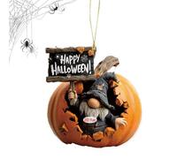 Halloween Ornaments, GNOME Pumpkin Rear View Mirror Accessories, 2D Acrylic Halloween Charm Pendant, Lightweight Sturdy Build, Easy Hanging Design for Home, Multicolor